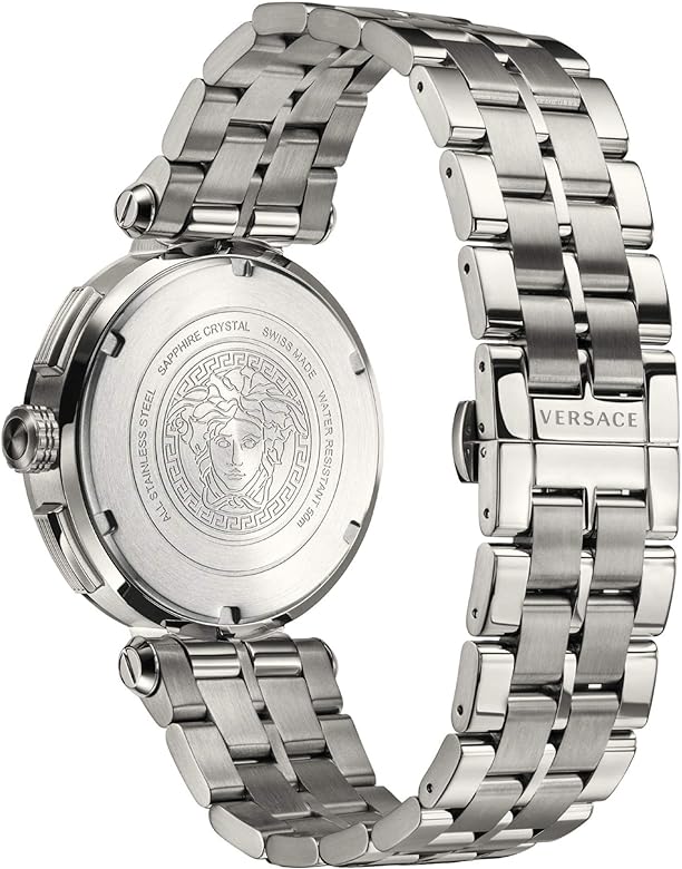 Versace Aion Chronograph Herrenuhr mit weißem Zifferblatt und silbernem Edelstahlarmband - VBR040017