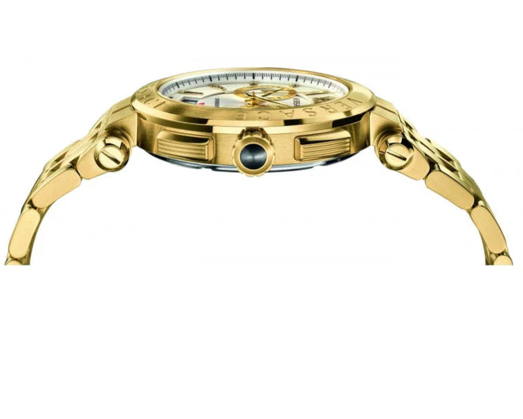 Versace Aion Chronograph Weißes Zifferblatt Metallarmband für Herren – VBR060017
