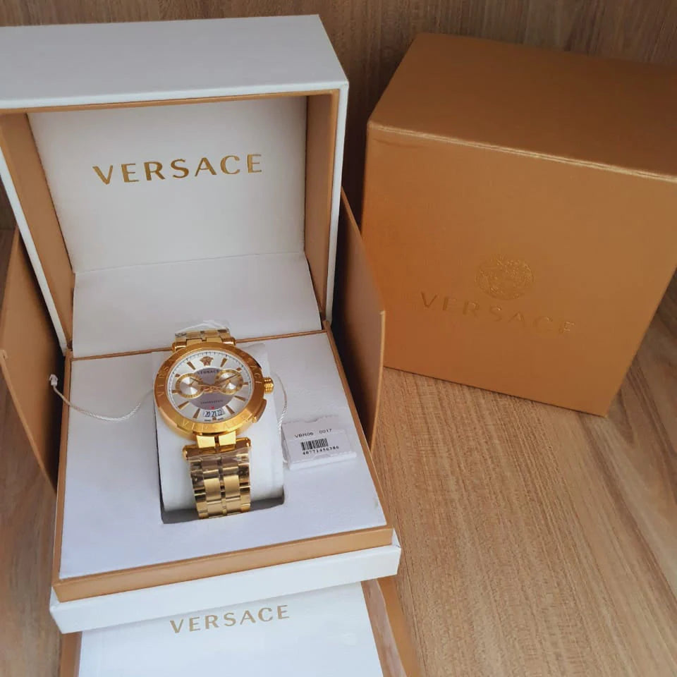 Versace Aion Chronograph Weißes Zifferblatt Metallarmband für Herren – VBR060017