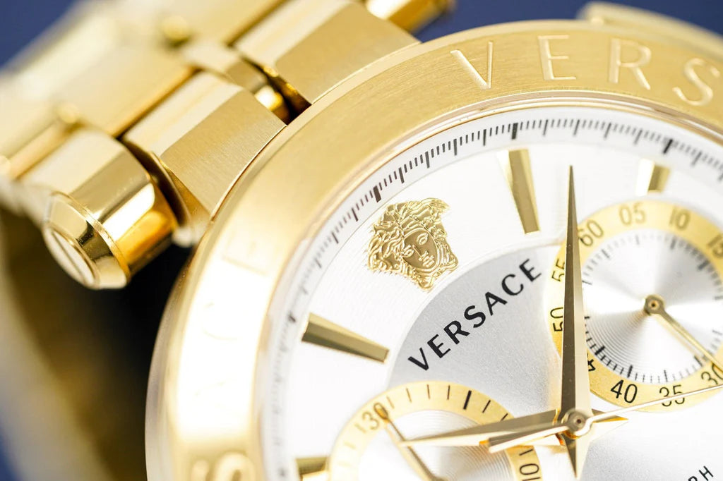 Versace Aion Chronograph Weißes Zifferblatt Metallarmband für Herren – VBR060017