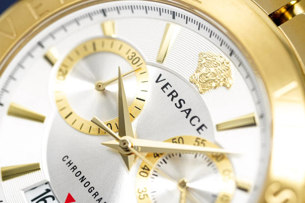 Versace Aion Chronograph Weißes Zifferblatt Metallarmband für Herren – VBR060017