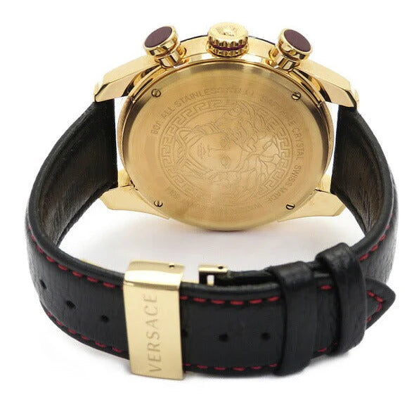 Versace V-Ray Chronograph, weißes Zifferblatt, schwarzes Lederarmband, Uhr für Herren – VDB040014