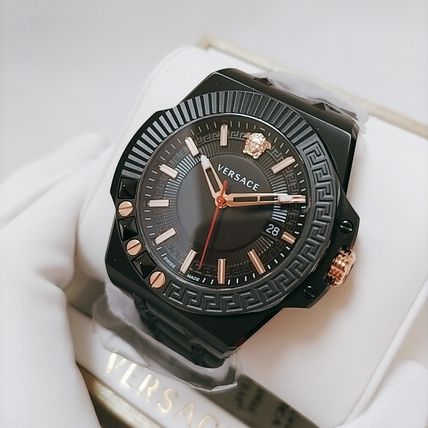 Versace Chain Reaction Quarzuhr für Herren, schwarzes Zifferblatt, schwarzes Edelstahlarmband - VEDY00719