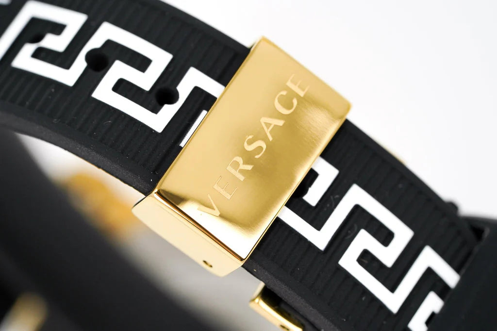 Versace Sports Tech Chronograph Silberzifferblatt Schwarze Gummiarmbanduhr für Damen – VELT00519