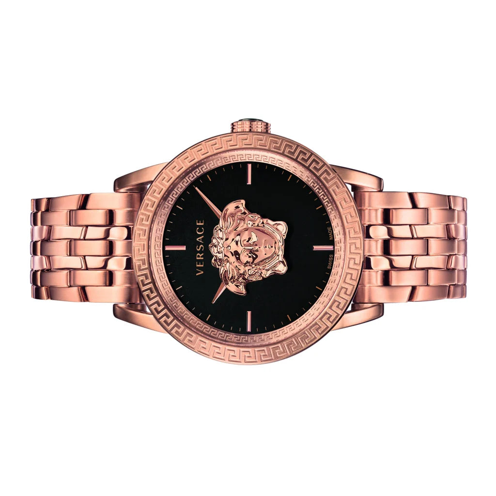 Versace Palazzo Empire Schwarzes Zifferblatt Roségold, Metallarmband , Uhr für Herren – VERD00718