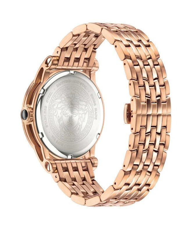 Versace Palazzo Empire Schwarzes Zifferblatt Roségold, Metallarmband , Uhr für Herren – VERD00718