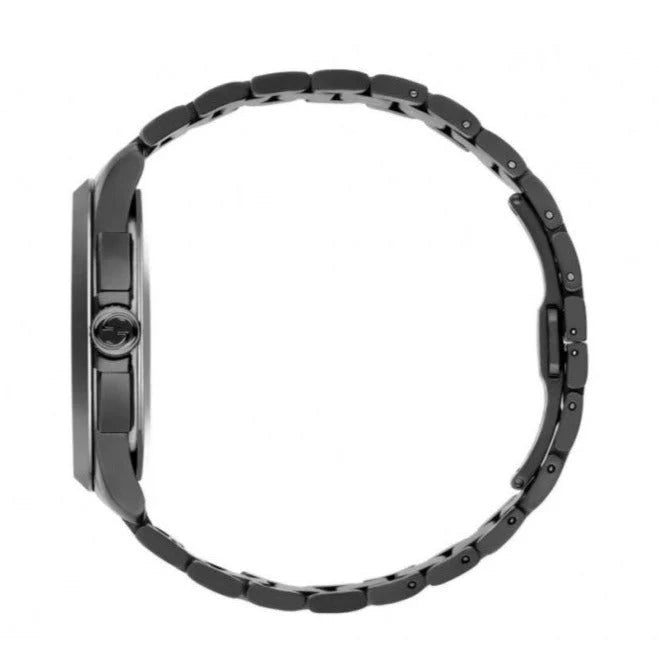 Gucci G-Timeless Chronograph Herrenuhr mit schwarzem Zifferblatt und schwarzem Edelstahlarmband - YA126268