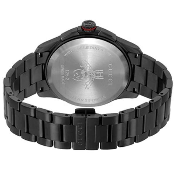 Gucci G-Timeless Chronograph Herrenuhr mit schwarzem Zifferblatt und schwarzem Edelstahlarmband - YA126268
