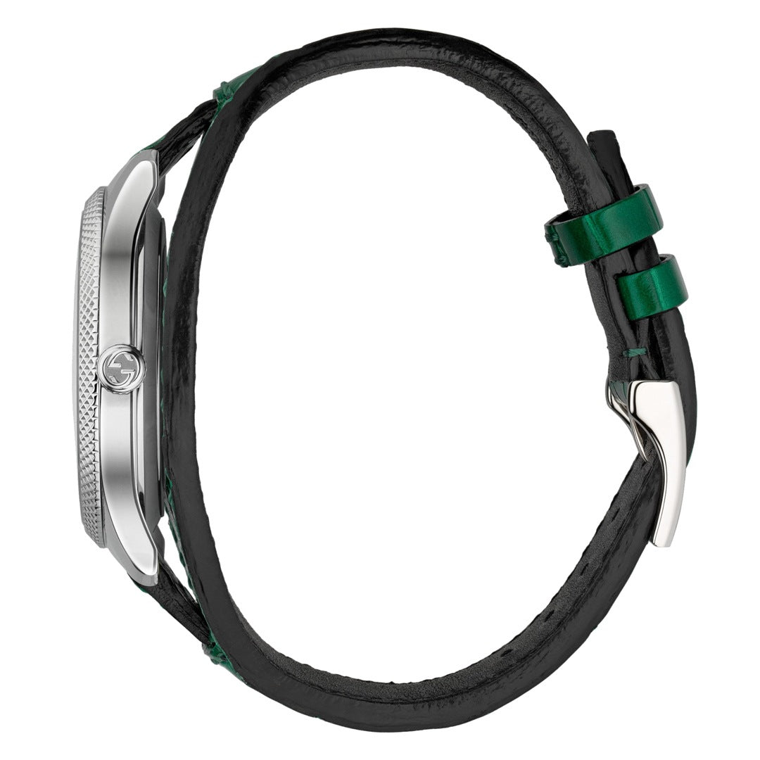 Gucci YA126344 Eryx YA126344 Herrenuhr, silbernes Zifferblatt, Edelstahl, Saphirglas, Automatikaufzug, 40 mm (1,6 Zoll), Schweizer Uhrwerk, silberfarben, Armbandtyp