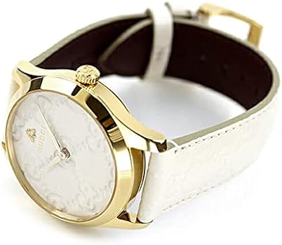 Gucci G Timeless Quarzuhr mit weißem Zifferblatt und weißem Lederarmband für Damen – YA1264033A, Damenuhr