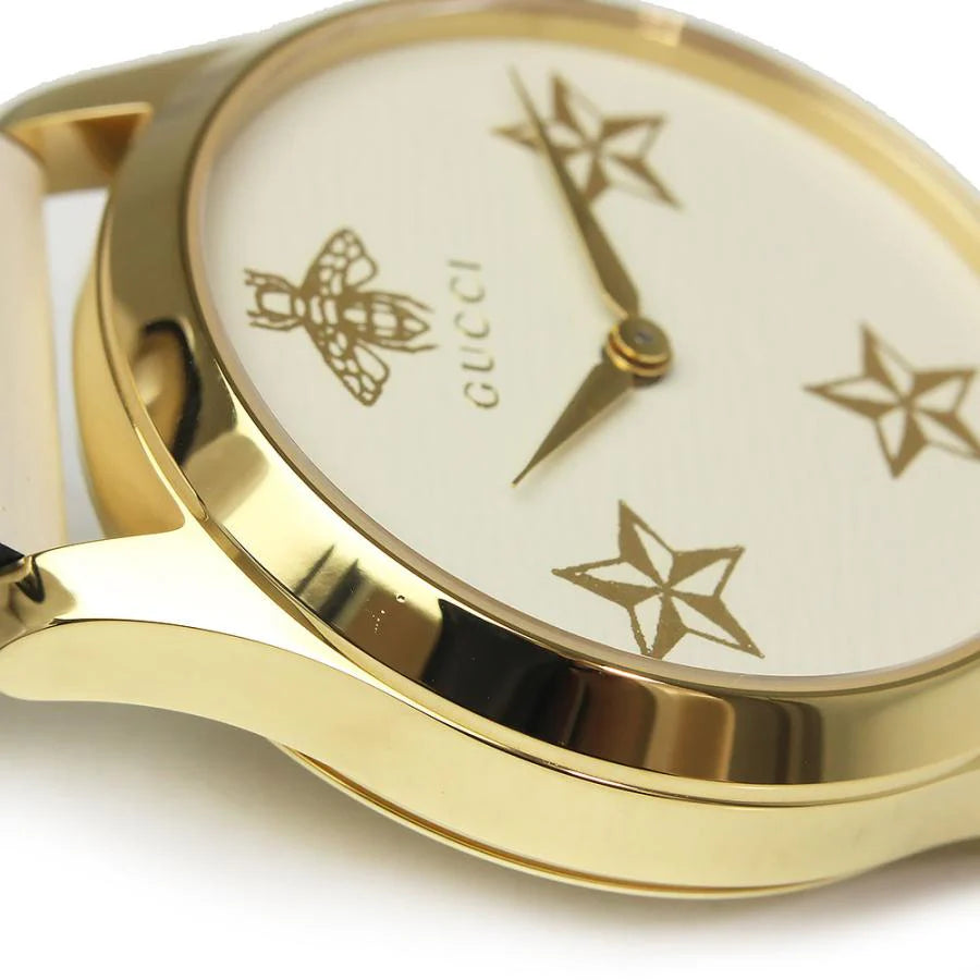 Gucci G Zeitlose Gucci Uhr  für Damen, weißes Zifferblatt weißes Lederarmband - YA1264096