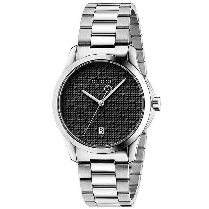 Gucci G Zeitloses Schwarzes Zifferblatt Silber Metallarmband, Herrenuhr – YA126460