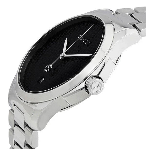 Gucci G Zeitloses Schwarzes Zifferblatt Silber Metallarmband, Herrenuhr – YA126460