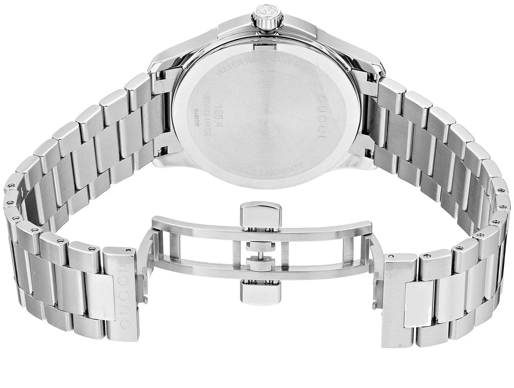 Gucci G Zeitloses Schwarzes Zifferblatt Silber Metallarmband, Herrenuhr – YA126460