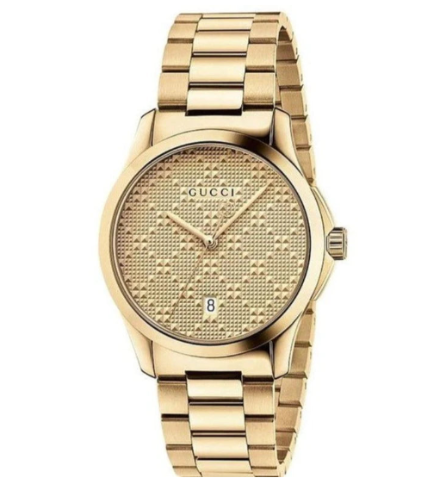 Gucci G Timeless Unisex-Uhr mit goldenem Zifferblatt und goldenem Stahlarmband – YA126461