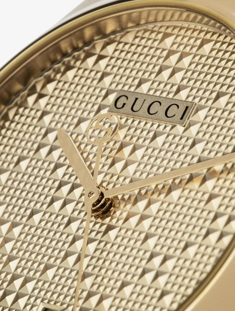 Gucci G Timeless Unisex-Uhr mit goldenem Zifferblatt und goldenem Stahlarmband – YA126461