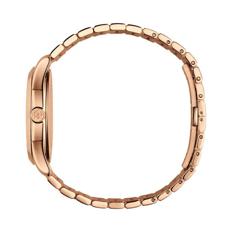 Gucci G Timeless Unisex-Uhr mit rosegoldenem Zifferblatt und rosegoldenem Stahlarmband – YA126482