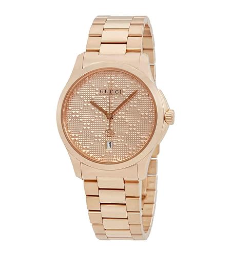 Gucci G Timeless Unisex-Uhr mit rosegoldenem Zifferblatt und rosegoldenem Stahlarmband – YA126482