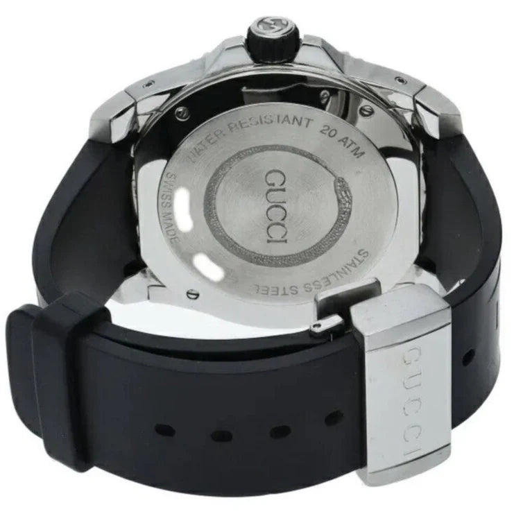Gucci Dive Quartz Kingsnake – schwarzes Zifferblatt, schwarzes Kautschukarmband – Uhr für Herren – YA136217