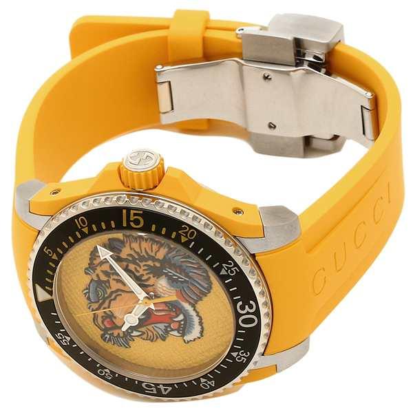 Gucci Dive Tiger – Gelbes Zifferblatt – Gelbes Kautschukarmband – Uhr für Herren – YA136317, Herrenuhr