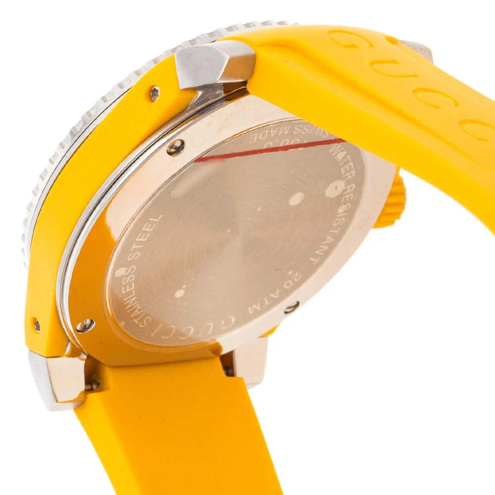 Gucci Dive Tiger – Gelbes Zifferblatt – Gelbes Kautschukarmband – Uhr für Herren – YA136317, Herrenuhr