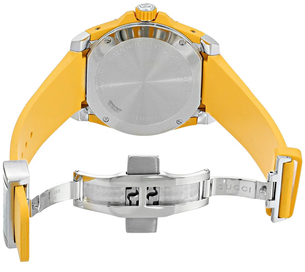 Gucci Dive Tiger – Gelbes Zifferblatt – Gelbes Kautschukarmband – Uhr für Herren – YA136317, Herrenuhr