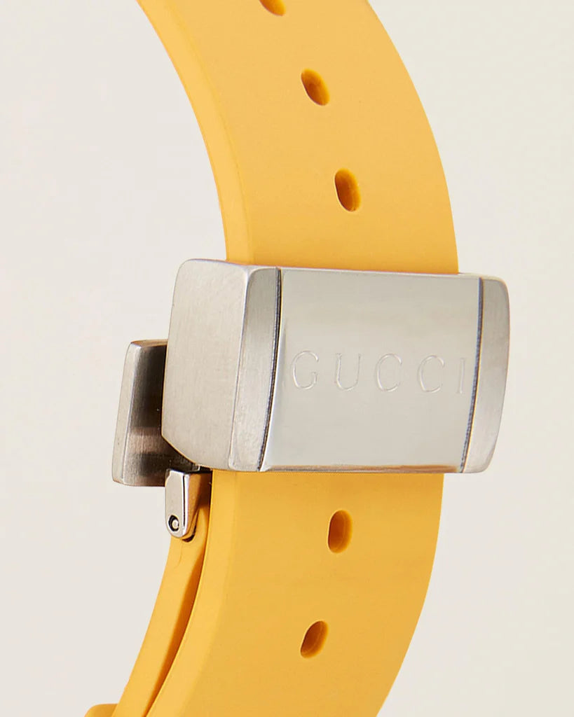 Gucci Dive Tiger – Gelbes Zifferblatt – Gelbes Kautschukarmband – Uhr für Herren – YA136317, Herrenuhr