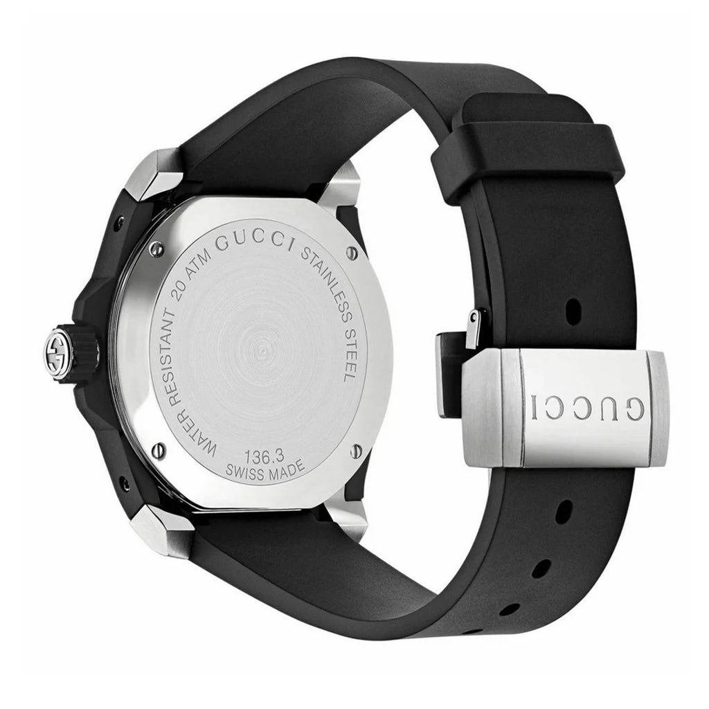 Gucci Dive Tiger – Schwarzes Zifferblatt – Schwarzes Kautschukarmband – Uhr für Herren – YA136318, Herrenuhr