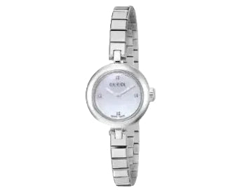 Gucci Diamantissima Quarz Diamonds Weiße Zifferblatt,  Silber Metallarmband, Damenuhr – YA141503