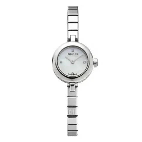 Gucci Diamantissima Quarz Diamonds Weiße Zifferblatt,  Silber Metallarmband, Damenuhr – YA141503