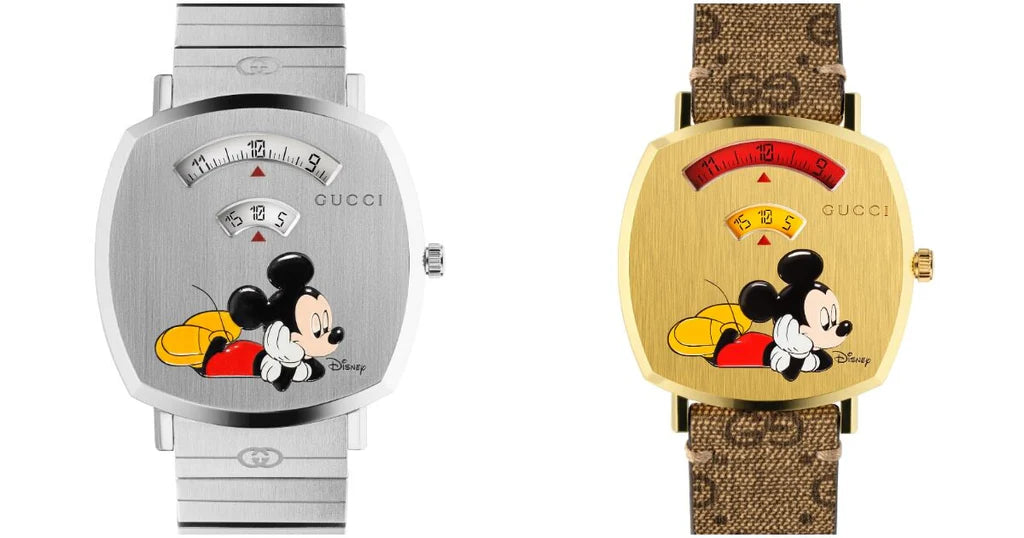 Gucci Grip x Disney Quarzuhr, silbernes Zifferblatt, silbernes Edelstahlarmband, Unisex - YA157419