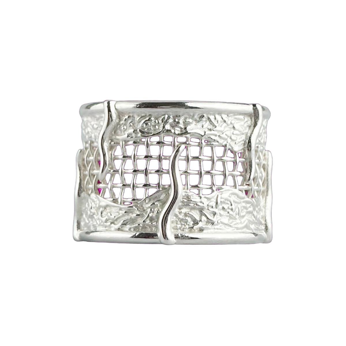Zeldaea - Breiter Flecht-Ring , 925 Silbe, Silberring verstellbar | größenverstellbarer Damenring