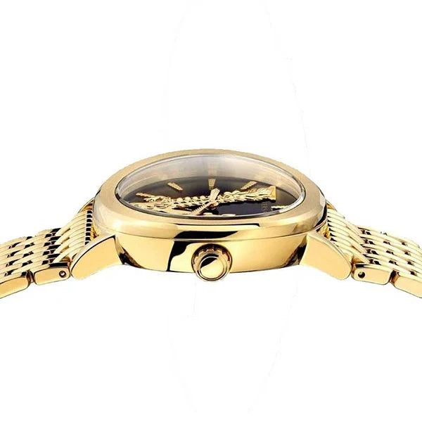 Versace Virtus Quarzuhr mit Schwarzes Zifferblatt und Metallarmband für Damen – VEHC00619, Damenuhr