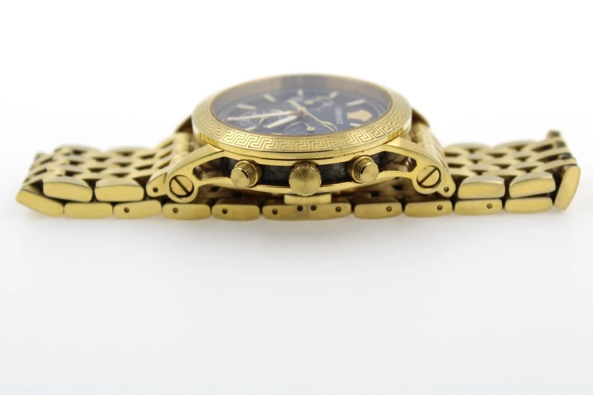 Versace VELT00419 Swiss Chronograph Goldenes Gehäuse und Metallarmband, Schwarzes Ziffernblatt 40mm, Herrenuhr
