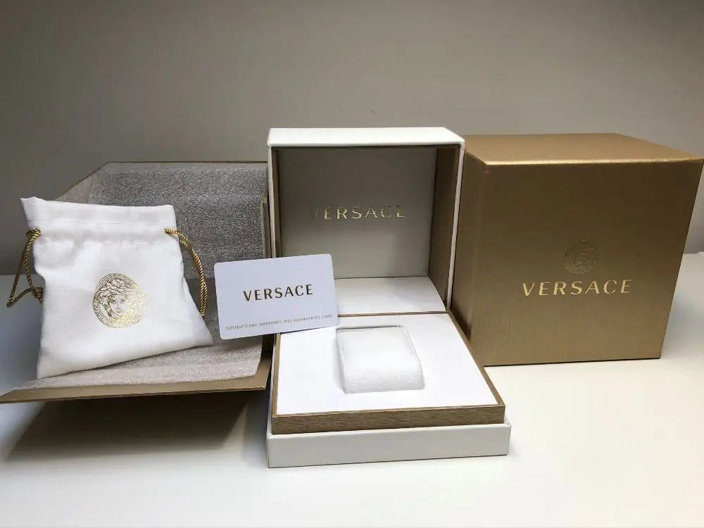 Versace V-Circle Quarzuhr mit schwarzem Zifferblatt und blauem Lederarmband für Herren – VEBQ01419