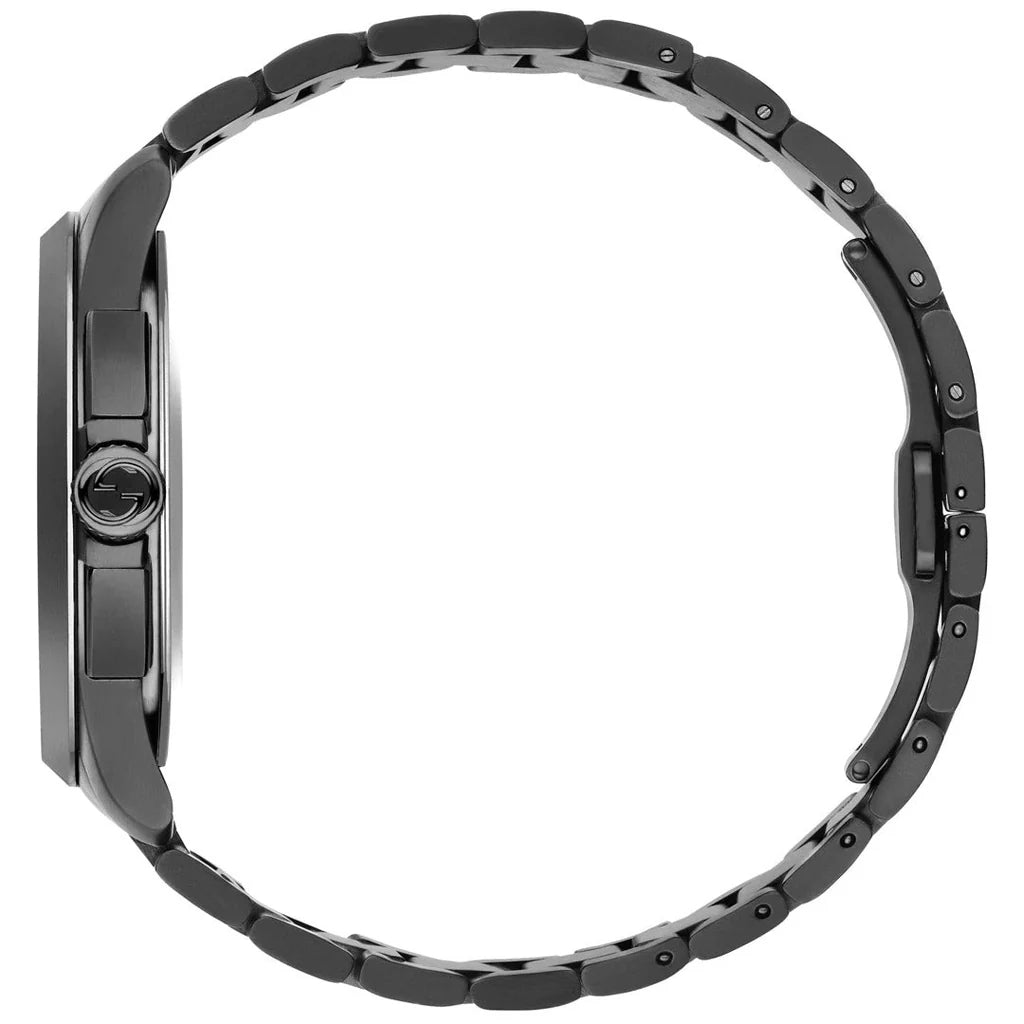 Gucci G-Timeless Chronograph Herrenuhr mit schwarzem Zifferblatt und schwarzem Edelstahlarmband - YA126269