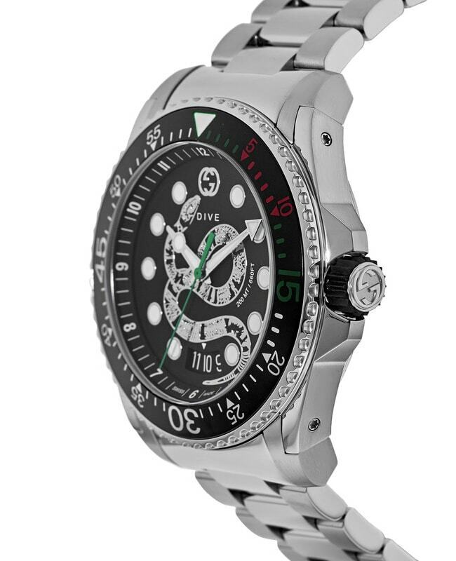 Gucci Dive Snake Schwarze Zifferblatt Silber Metallarmband , Uhr für Herren – YA136218