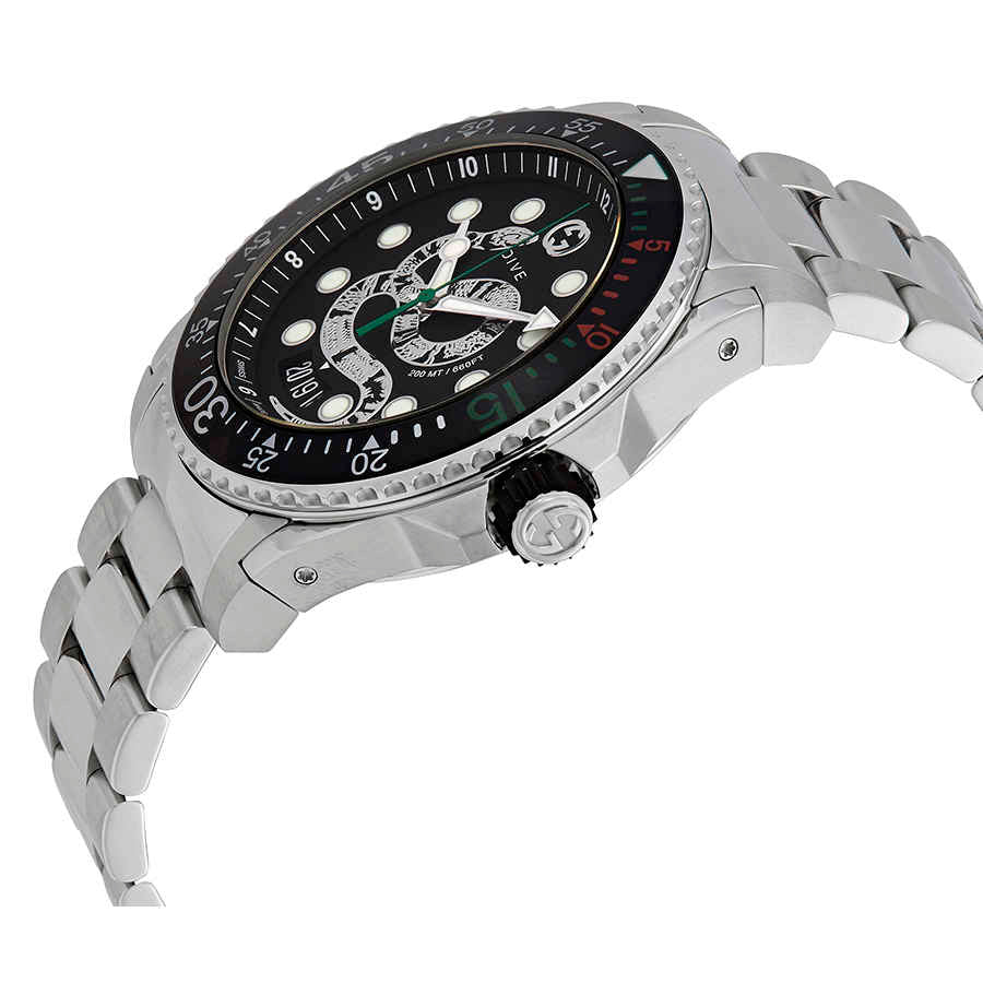 Gucci Dive Snake Schwarze Zifferblatt Silber Metallarmband , Uhr für Herren – YA136218