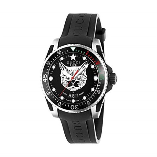 Gucci Uhr Dive 40 mm gehuse Stahl Armband Kautschuk, Schließe Metall YA136320