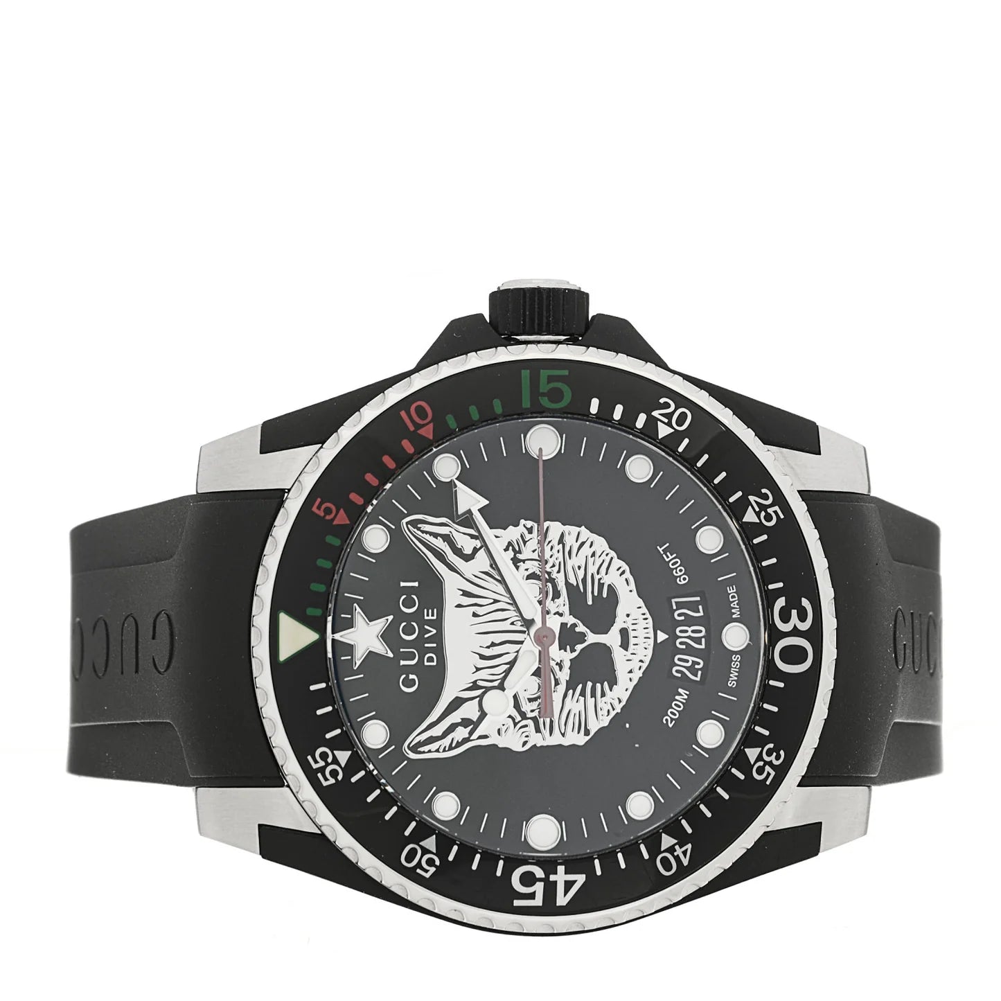 Gucci Uhr Dive 40 mm gehuse Stahl Armband Kautschuk, Schließe Metall YA136320