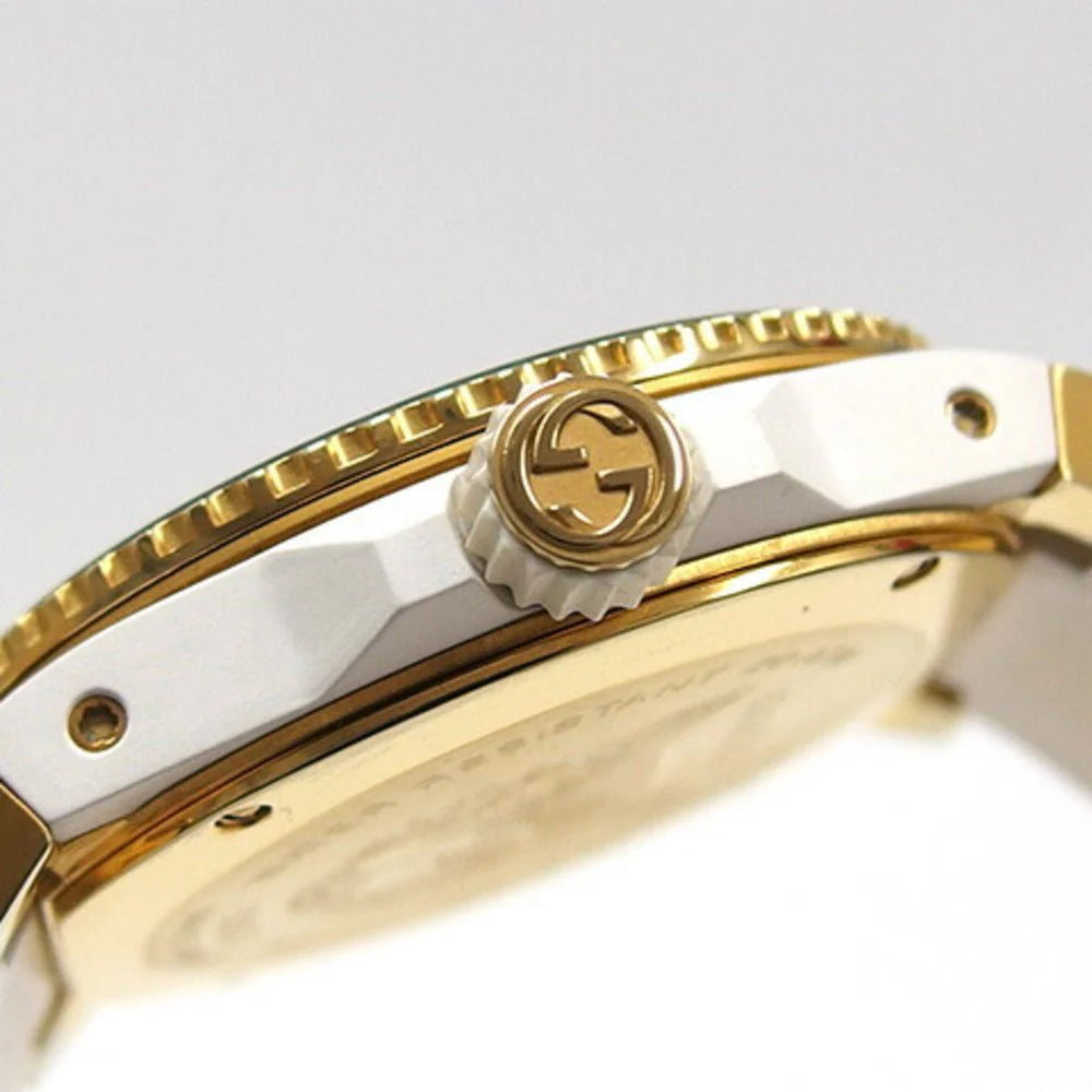 Gucci Dive Quartz Unisex-Uhr mit weißem Zifferblatt und weißem Kautschukarmband – YA136322