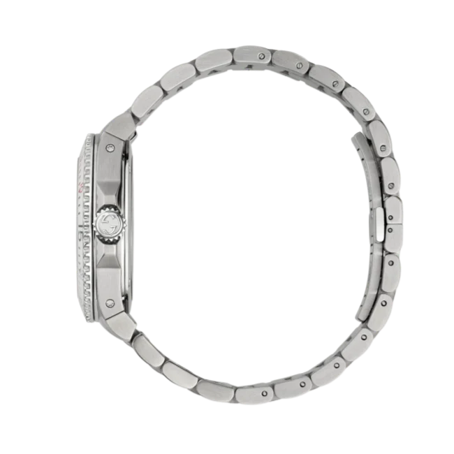 Gucci Taucheruhr mit Quarzwerk, weißem Zifferblatt und silbernem Edelstahlarmband für Herren - YA136336