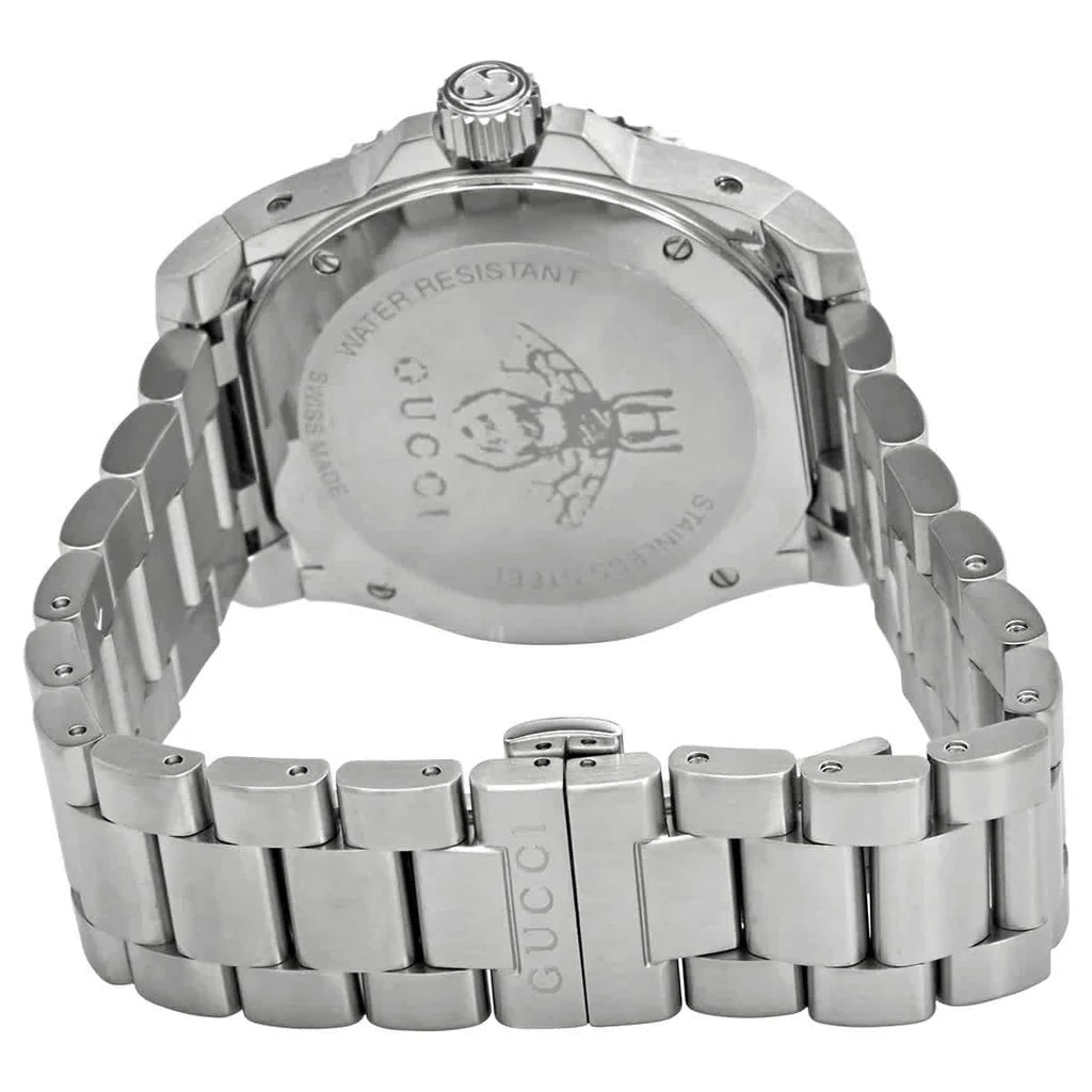Gucci Taucheruhr mit Quarzwerk, weißem Zifferblatt und silbernem Edelstahlarmband für Herren - YA136336