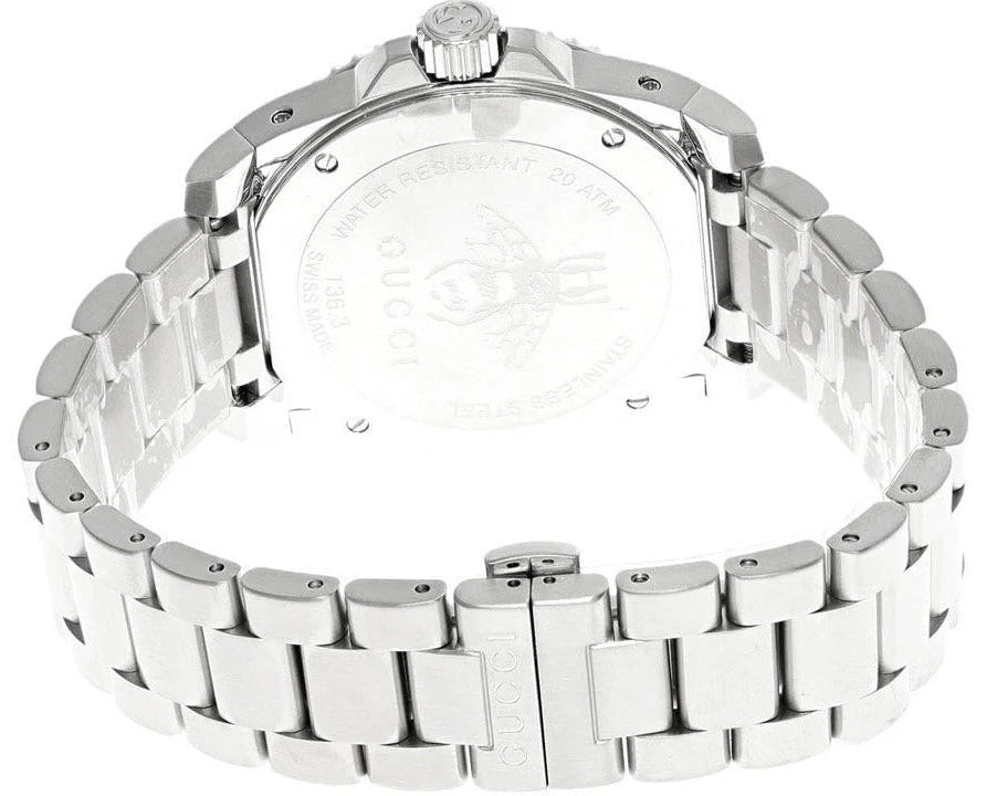 Gucci Taucheruhr mit Quarzwerk, weißem Zifferblatt und silbernem Edelstahlarmband für Herren - YA136336